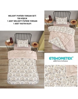 ETE HOMETEX TEK KİŞİLİK LÜX WELSOFT YORGAN AKSU BEJ 155X215CM 8696474231931